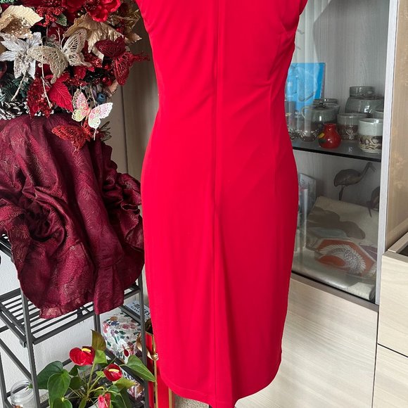 Ellen Tracy-Simple Yet Class Fire Engine Red Dress - Picture 11 of 11